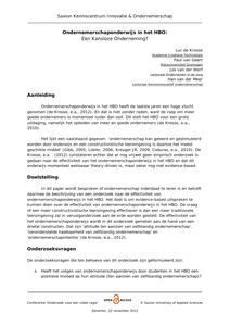 Ondernemerschaponderwijs in het HBO