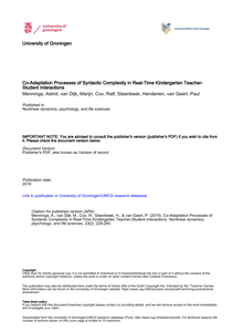 Co-Adaptation processes of syntactic complexity in real-time kindergarten teacher-student interactions