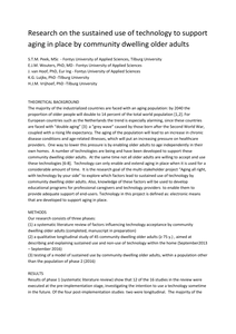 Research on the sustained use of technology to support aging in place by community dwelling older adults