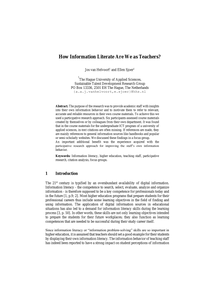 How Information Literate Are We as Teachers?