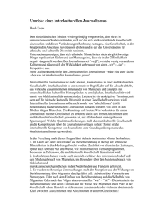Umrisse eines interkulturellen Journalismus
