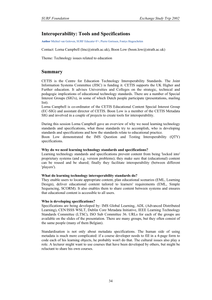 Interoperability: Tools and Specifications