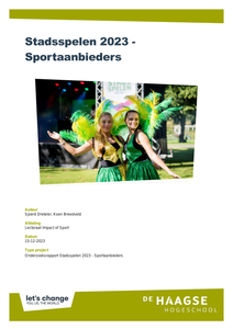 Stadsspelen 2023 - Sportaanbieders