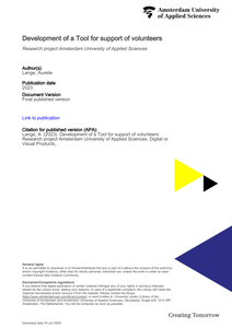 Development of a Tool for support of volunteers