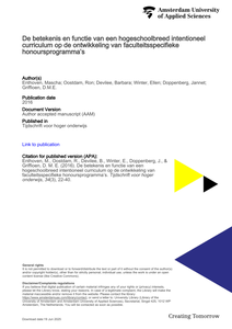 De betekenis en functie van een hogeschoolbreed intentioneel curriculum op de ontwikkeling van faculteitsspecifieke honoursprogramma’s