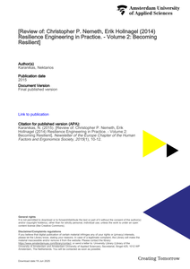[Review of: Christopher P. Nemeth, Erik Hollnagel (2014) Resilience Engineering in Practice. - Volume 2: Becoming Resilient]
