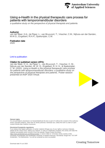 Using e-Health in the physical therapeutic care process for patients with temporomandibular disorders