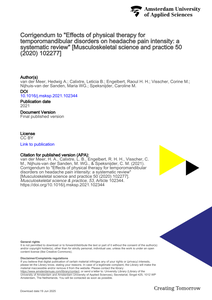 Corrigendum to "Effects of physical therapy for temporomandibular disorders on headache pain intensity: a systematic review" [Musculoskeletal science and practice 50 (2020) 102277]