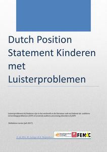 Dutch position statement "Kinderen met luisterproblemen"