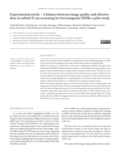 Experimental article – A balance between image quality and effective dose in orbital X-ray screening for ferromagnetic IOFBs: a pilot study