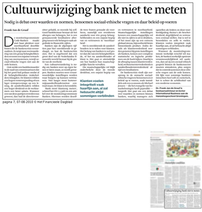 Cultuurwijziging bank niet te meten