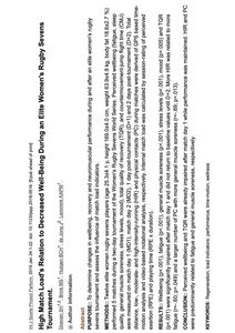 High match load's relations decreased well-being during elite women's Rugby Sevens Tournament.