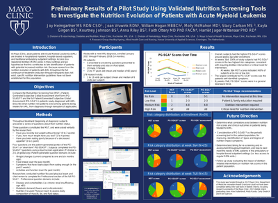 Preliminary results of a pilot study using validated nutrition screening tools to investigate the nutrition evolution of patients with Acute Myeloid Leukemia