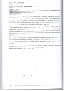 Biochar, a sustainable triple winner?