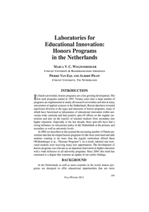 Laboratories for educational innovation: honors programs in the Netherlands