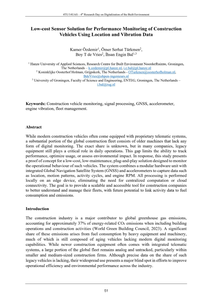 Low-cost Sensor Solution for Performance Monitoring of Construction Vehicles Using Location and Vibration Data