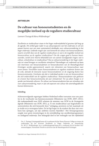 De cultuur van honoursstudenten en de mogelijke invloed op de reguliere studiecultuur