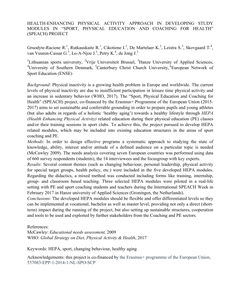 Health-enhancing physical activity approach in developing study modules in "Sport, physical education and coaching project (SPEACH)"