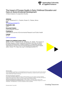The Impact of Process Quality in Early Childhood Education and Care on Socio-Emotional Development