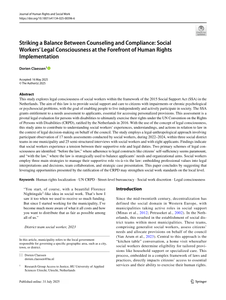 Striking a Balance Between Counseling and Compliance: Social Workers’ Legal Consciousness at the Forefront of Human Rights Implementation