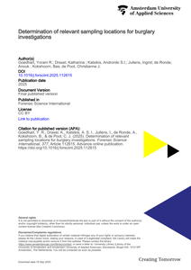 Determination of relevant sampling locations for burglary investigations