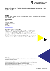 Service Robots for Fashion Retail Stores: Lessons Learned from a Case Study