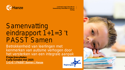 Samenvatting eindrapport 1+1=3 't PASST Samen