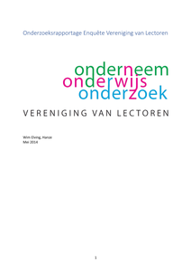 Onderzoeksrapportage Enquête Vereniging van Lectoren