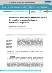 Co-mentoring within a music-in-hospitals practice