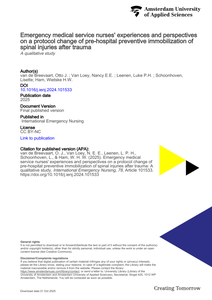 Emergency medical service nurses' experiences and perspectives on a protocol change of pre-hospital preventive immobilization of spinal injuries after trauma