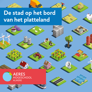 De stad op het bord van het platteland