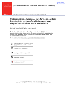 Understanding educational care farms as outdoor learning interventions for children who have dropped out of school in the Netherlands
