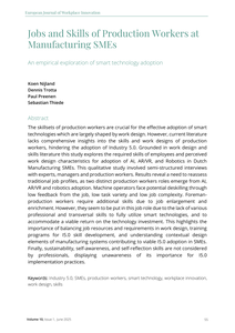 Jobs and skills of production workers at manufacturing SMEs