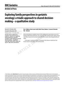 Exploring family perspectives in geriatric oncology