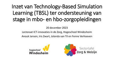 Preview product Inzet van Technology-Based Simulation Learning (TBSL) ter ondersteuning van stage in mbo- en hbo-zorgopleidingen